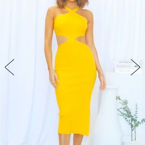 Hello Molly, I Adore U Midi Yellow Dress